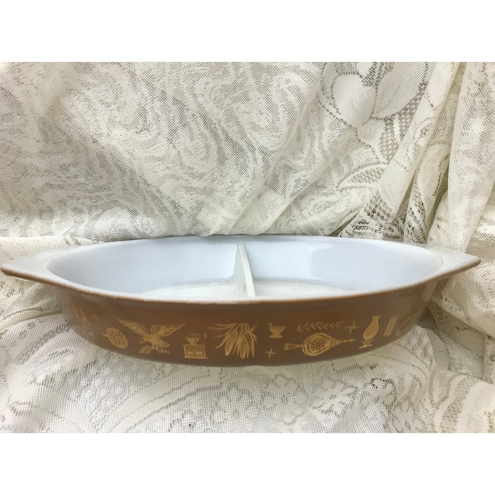 Vintage Pyrex‎ Americana Split Casserole Dish: Mid-Century Ovenware